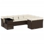 Set Divani da Giardino 10pz con Cuscini in Polyrattan Marrone