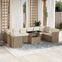 Set Divani da Giardino 11 pz con Cuscini Beige in Polyrattan