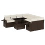 Set Divani da Giardino 9pz con Cuscini Marrone in Polyrattan