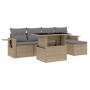 Set Divano da Giardino 6 pz con Cuscini Beige in Polyrattan