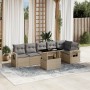 Set Divani da Giardino 7 pz con Cuscini Beige in Polyrattan