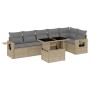 Set Divani da Giardino 7 pz con Cuscini Beige in Polyrattan