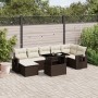 Set Divani da Giardino 8 pz con Cuscini Marrone in Polyrattan