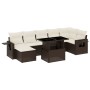 Set Divani da Giardino 8 pz con Cuscini Marrone in Polyrattan