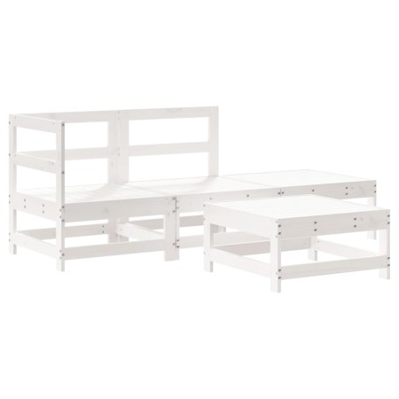 Set Salotto da Giardino 4 pz Bianco in Legno Massello di Pino