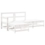 Set Salotto da Giardino 4 pz Bianco in Legno Massello di Pino