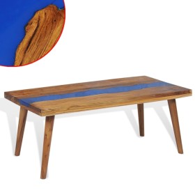 Tavolino da Salotto in Legno di Teak e Resina 100x50x40 cm