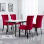 Sedia da Pranzo con Braccioli 4 pz Velluto Rosso