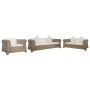 Set di Divani 3 pz con Cuscini in Rattan Naturale