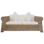 Set di Divani 3 pz con Cuscini in Rattan Naturale