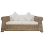 Set di Divani 2 pz con Cuscini in Rattan Naturale