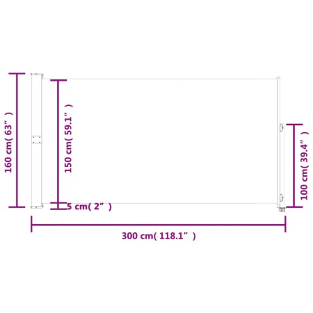 Tenda da Sole Laterale Retrattile 160 x 300 cm Nera