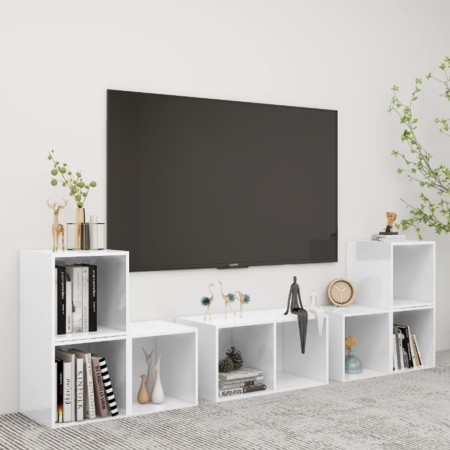 Set Mobili Porta TV 6 pz Bianco in Legno Multistrato