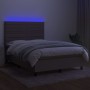 Letto a Molle con Materasso e LED Tortora 140x190 cm in Tessuto