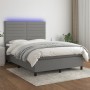 Letto a Molle Materasso e LED Grigio Scuro 140x200cm in Tessuto