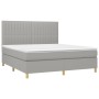 Letto a Molle Materasso e LED Grigio Chiaro 160x200 cm Tessuto