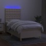 Letto a Molle con Materasso e LED Crema 80x200 cm in Tessuto