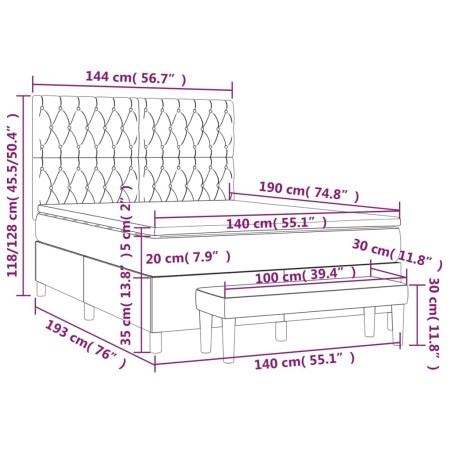 Giroletto a Molle con Materasso Marrone Scuro 140x190cm Tessuto