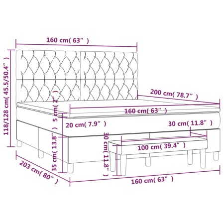 Giroletto a Molle con Materasso Blu 160x200 cm in Tessuto