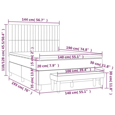 Giroletto a Molle con Materasso Tortora 140x190 cm in Tessuto