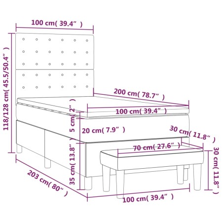 Giroletto a Molle con Materasso Tortora 100x200 cm in Tessuto