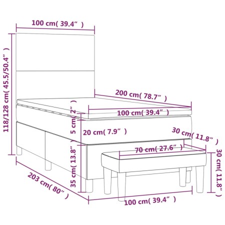 Giroletto a Molle con Materasso Blu Scuro 100x200 cm in Velluto