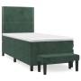 Giroletto a Molle con Materasso Verde Scuro 100x200 cm Velluto