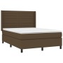 Letto a Molle Materasso e LED Marrone Scuro 140x200 cm Tessuto