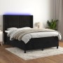 Letto a Molle con Materasso e LED Nero 140x200 cm in Velluto