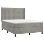 Letto a Molle Materasso e LED Grigio Chiaro 140x190 cm Velluto