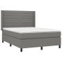 Letto a Molle Materasso e LED Grigio Scuro 140x190cm in Tessuto