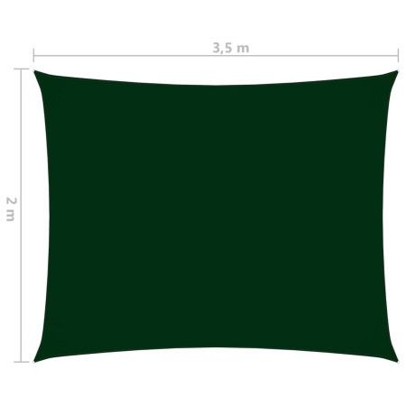 Parasole a Vela Oxford Rettangolare 2x3,5 m Verde Scuro