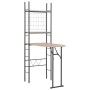 Set Tavolo e Sedie Pieghevoli con Scaffale 3 pz MDF e Acciaio