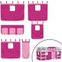 Letto a Soppalco con Tende Bambini Rosa 90x200 cm Massello Pino
