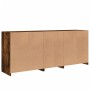 Credenza con Luci LED Rovere Fumo 162x37x67 cm