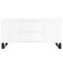 Tavolino Salotto Bianco Lucido 102x44,5x50 cm Legno Multistrato