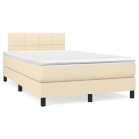 Letto a Molle con Materasso e LED Crema 120x190 cm in Tessuto