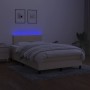 Letto a Molle con Materasso e LED Crema 120x190 cm in Tessuto