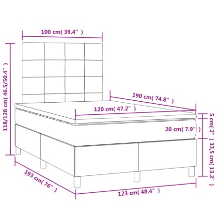 Letto a Molle con Materasso e LED Crema 120x190 cm in Tessuto