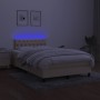 Letto a Molle con Materasso e LED Crema 120x190 cm in Tessuto