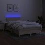 Letto a Molle con Materasso e LED Crema 120x190 cm in Tessuto