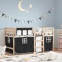 Letto a Soppalco con Tende Bambini Bianco e Nero 80x200 cm Pino