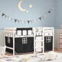 Letto a Soppalco con Tende Bambini Bianco e Nero 90x200 cm Pino