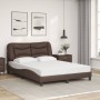 Letto con Materasso Marrone 140x200cm in Similpelle