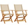 Sedie da Giardino 2 pz Beige Legno Massello Acacia e Polyrattan