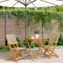 Set da Bistrot 3 pz Beige in Polyrattan e Legno Massello