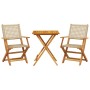 Set da Bistrot 3 pz Beige in Polyrattan e Legno Massello