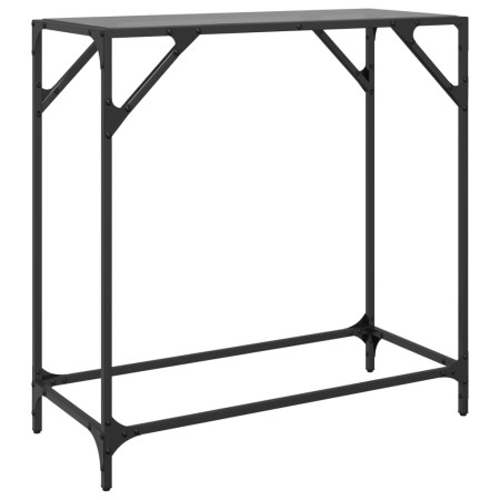 Tavolino Consolle con Piano in Vetro Nero 80x35x81cm in Acciaio