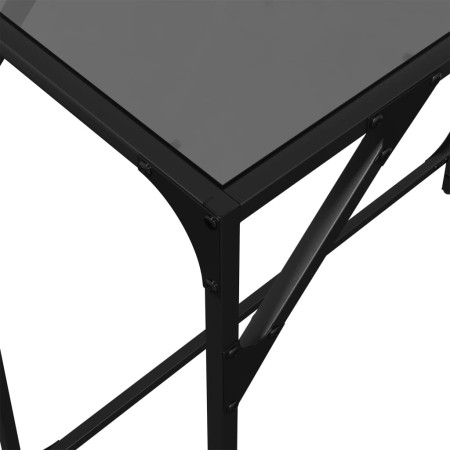 Tavolino Consolle con Piano in Vetro Nero 80x35x81cm in Acciaio