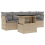 Set Divano da Giardino 5 pz con Cuscini Beige in Polyrattan